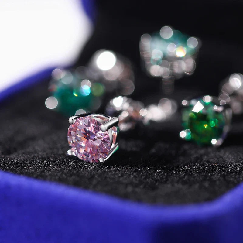 6.5mm S925 Colored Moissanite Stud Earrings