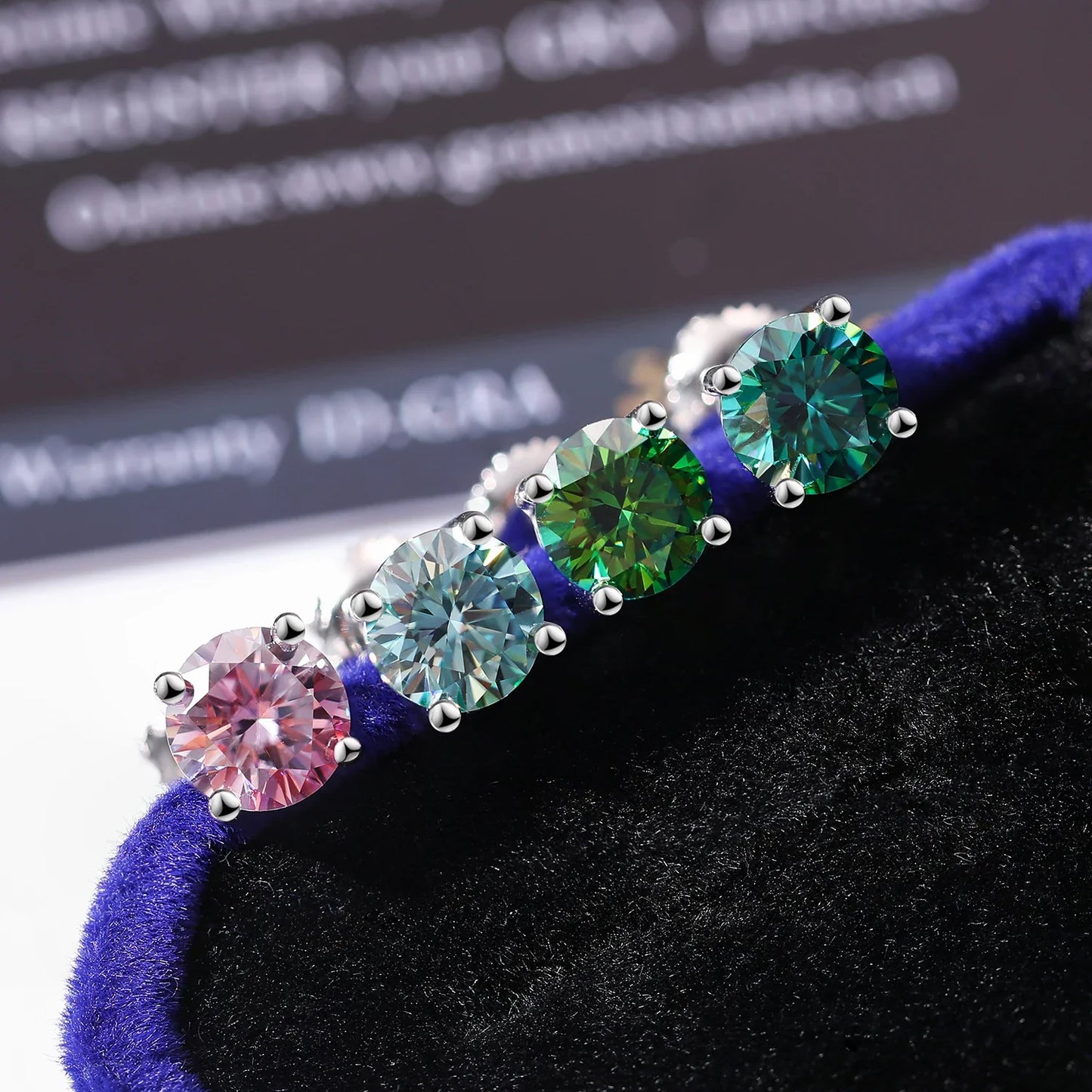 6.5mm S925 Colored Moissanite Stud Earrings