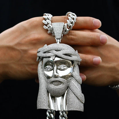 S925 Moissanite Oversized Jesus Pendant