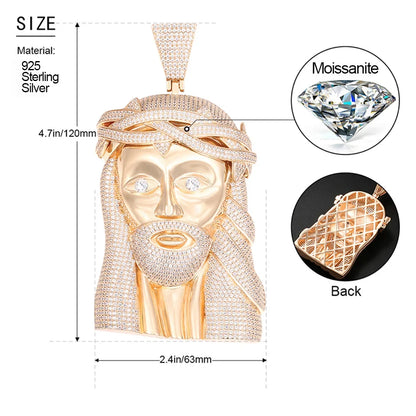 S925 Moissanite Oversized Jesus Pendant