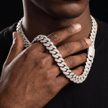 12-22mm S925 Moissanite Raised Curb Cuban Chain