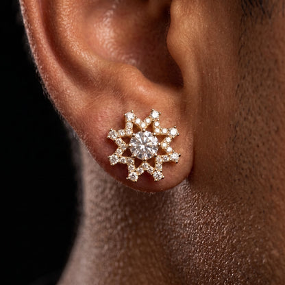 S925 Black Moissanite Eight-pointed Star Stud Earrings