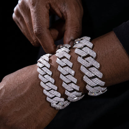 20mm S925 Moissanite Prong Cuban Bracelet