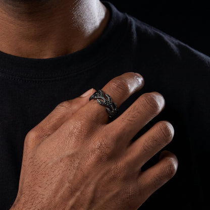 S925 Black Moissanite Flame Ring