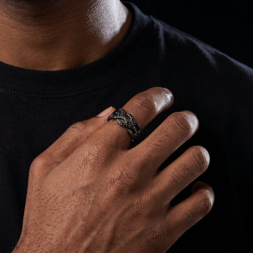 S925 Black Moissanite Flame Ring