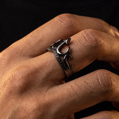S925 Black Moissanite Crown Ring