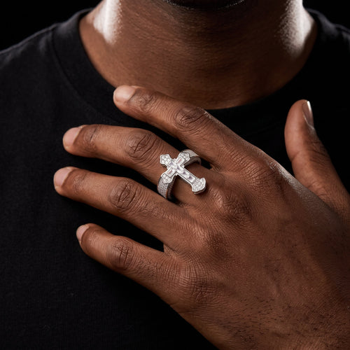 S925 Moissanite Baguette Royal Cross Ring