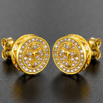 S925 Moissanite Cross Round Cut Earrings