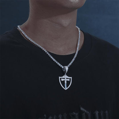 S925 Moissanite Shield Cross Pendant