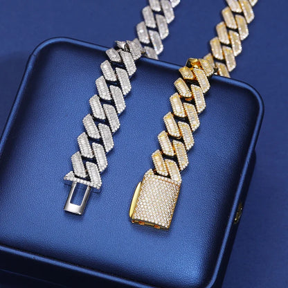 10-22mm S925 Baguette Moissanite Prong Cuban Chain