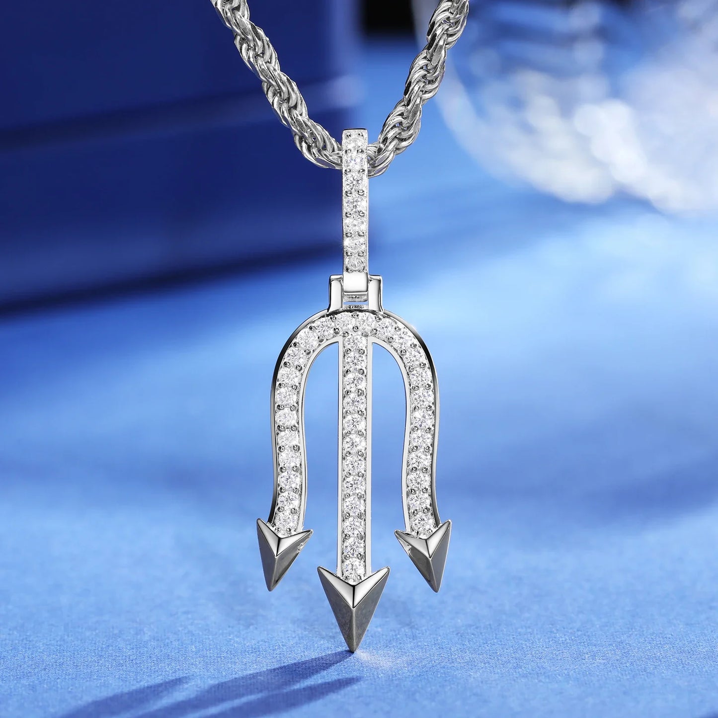 S925 Moissanite Trident Pendant