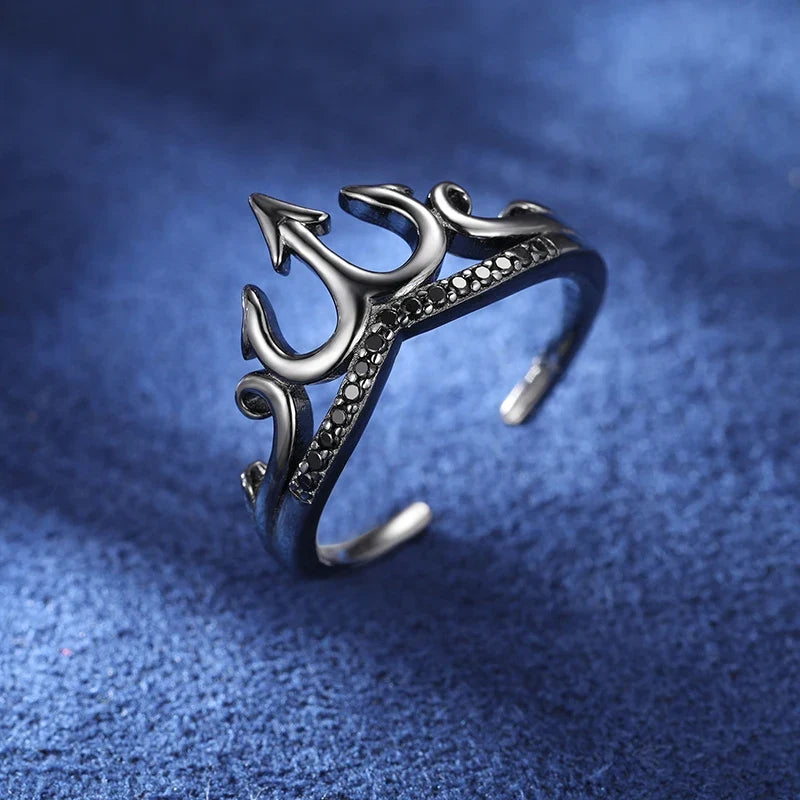S925 Black Moissanite Crown Ring