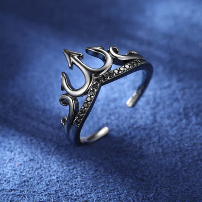 S925 Black Moissanite Crown Ring