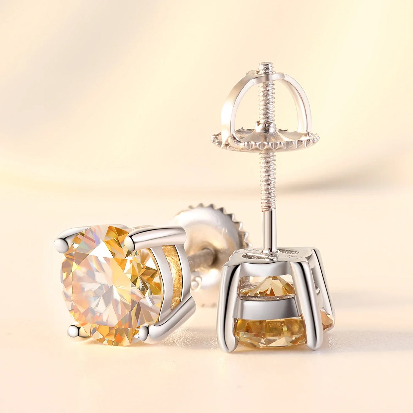 6.5mm S925 Colored Moissanite Stud Earrings