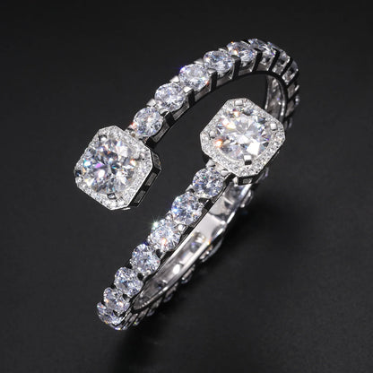 S925 Moissanite Clustered Tennis Bangle Bracelet