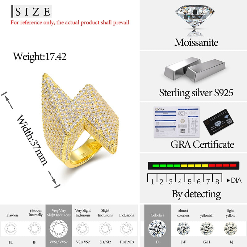 S925 Moissanite Lightning Bolt Ring