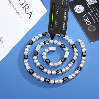 6mm S925 Moissanite Black Diamond Stationed Tennis Chain