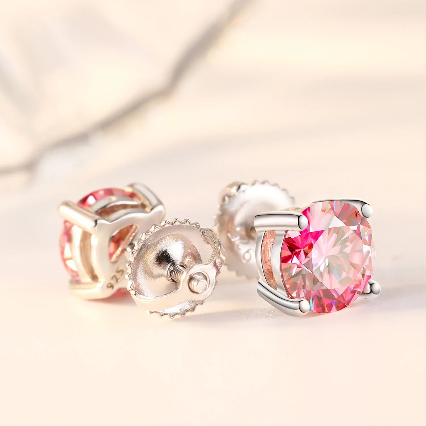 6.5mm S925 Colored Moissanite Stud Earrings