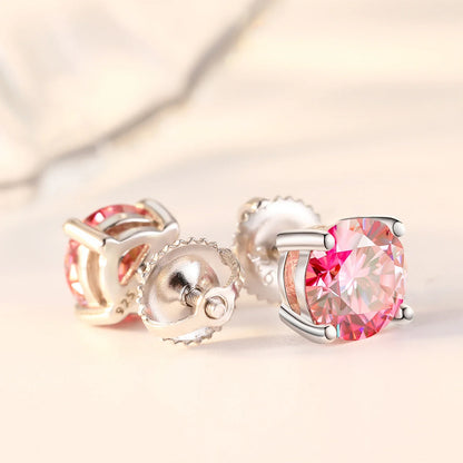 6.5mm S925 Colored Moissanite Stud Earrings