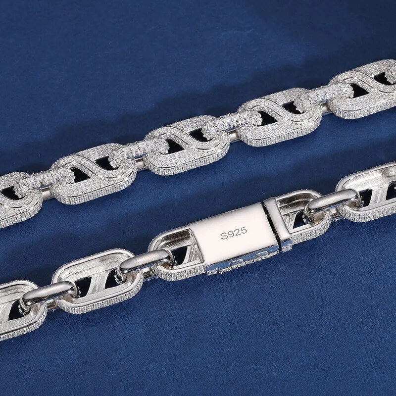 14mm S925 Moissanite Infinity Mariner Link Chain