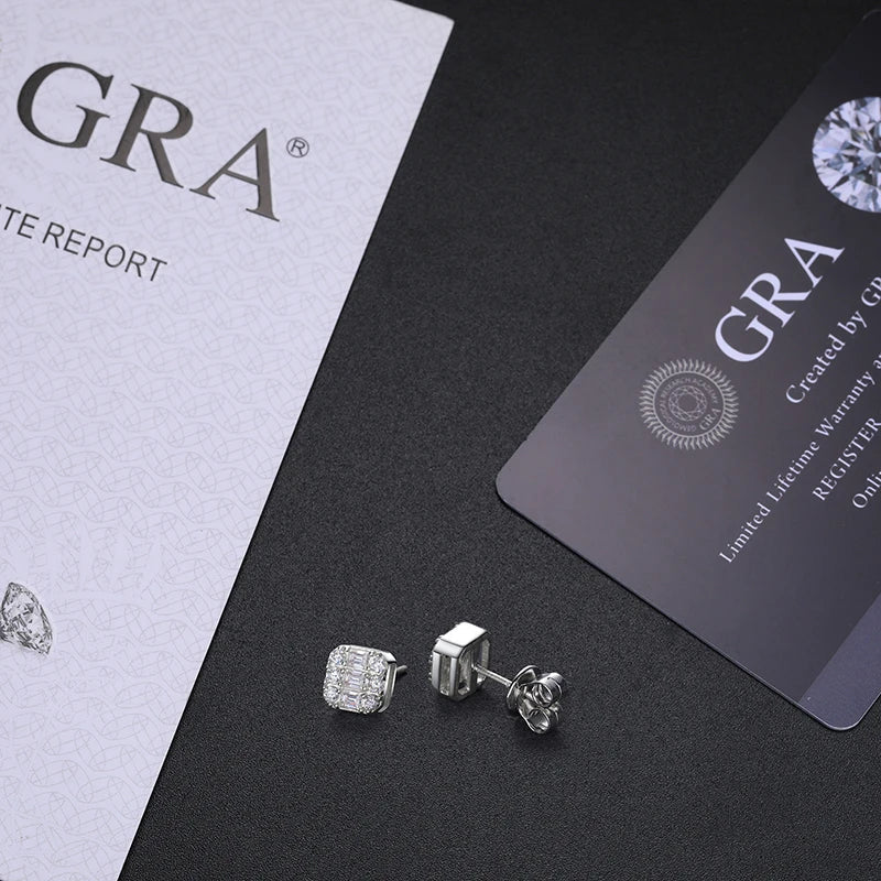 7mm S925 Moissanite Baguette Earrings