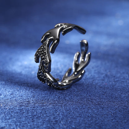 S925 Black Moissanite Flame Ring