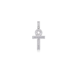 S925 Moissanite Baguette Ankh Cross Pendant