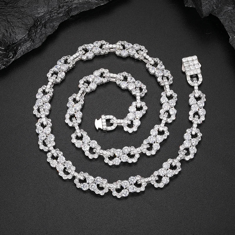 S925 Moissanite Clustered Infinity Link Chain
