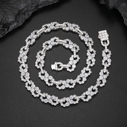S925 Moissanite Clustered Infinity Link Chain