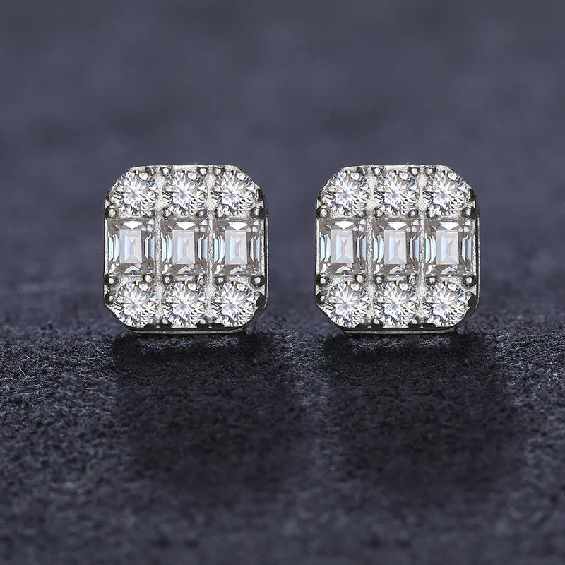 7mm S925 Moissanite Baguette Earrings