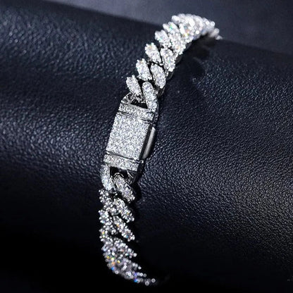 8mm S925 Raised Moissanite Diamond Cuban Bracelet