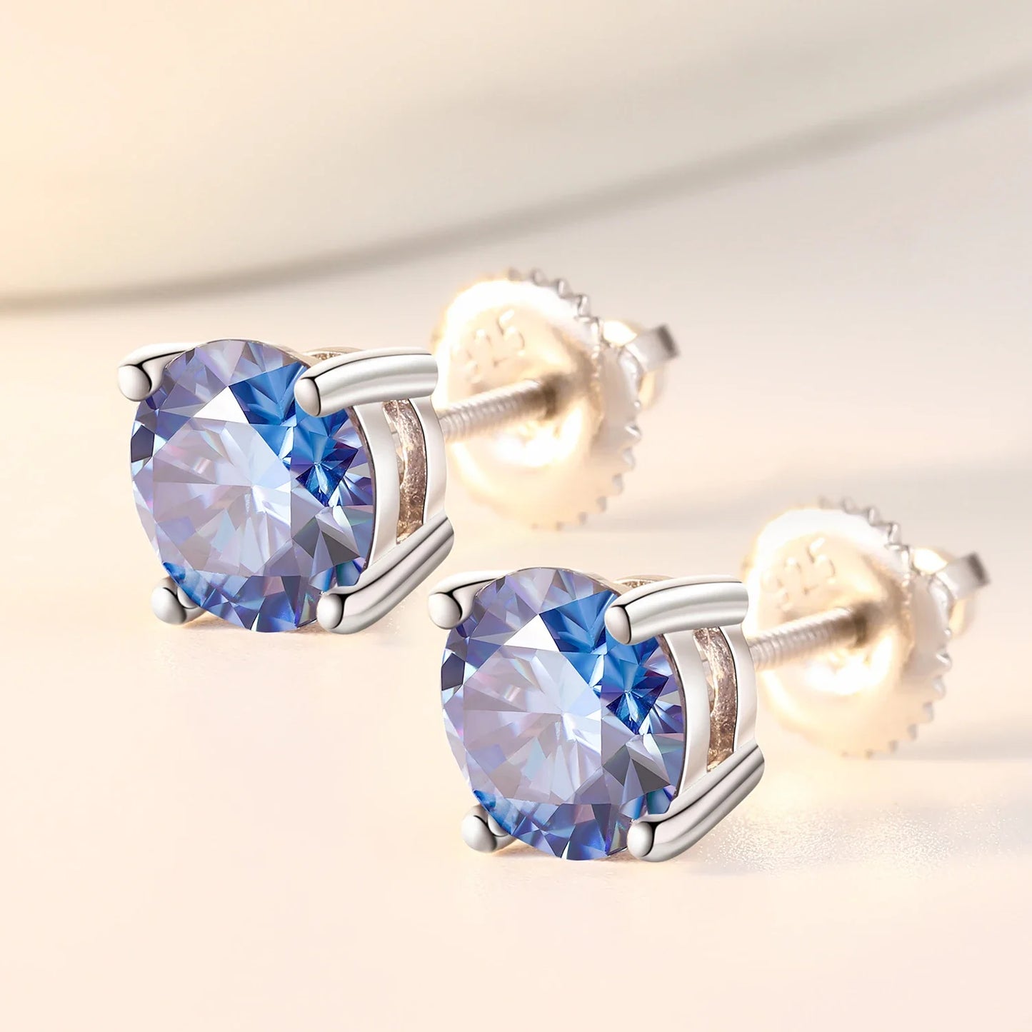 6.5mm S925 Colored Moissanite Stud Earrings