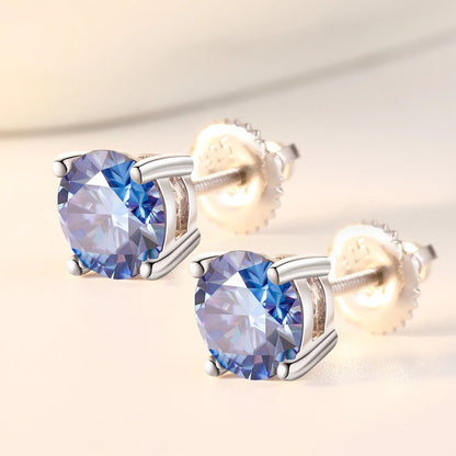 6.5mm S925 Colored Moissanite Stud Earrings
