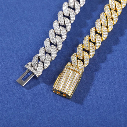 S925 Moissanite Skull Cuban Prong Link Bracelet
