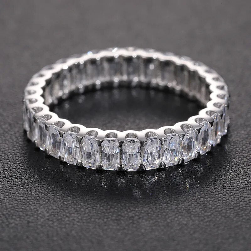 S925 Baguette Moissanite Eternity Band Ring
