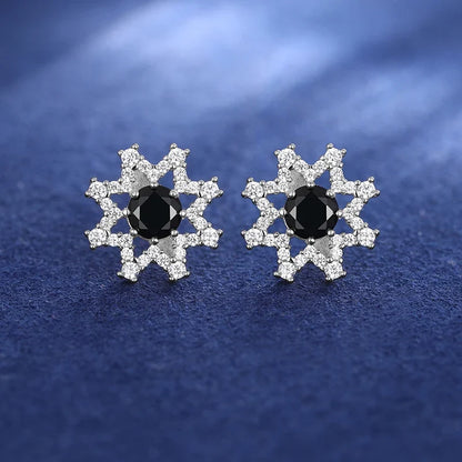 S925 Black Moissanite Eight-pointed Star Stud Earrings