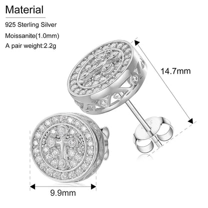S925 Moissanite Cross Round Cut Earrings