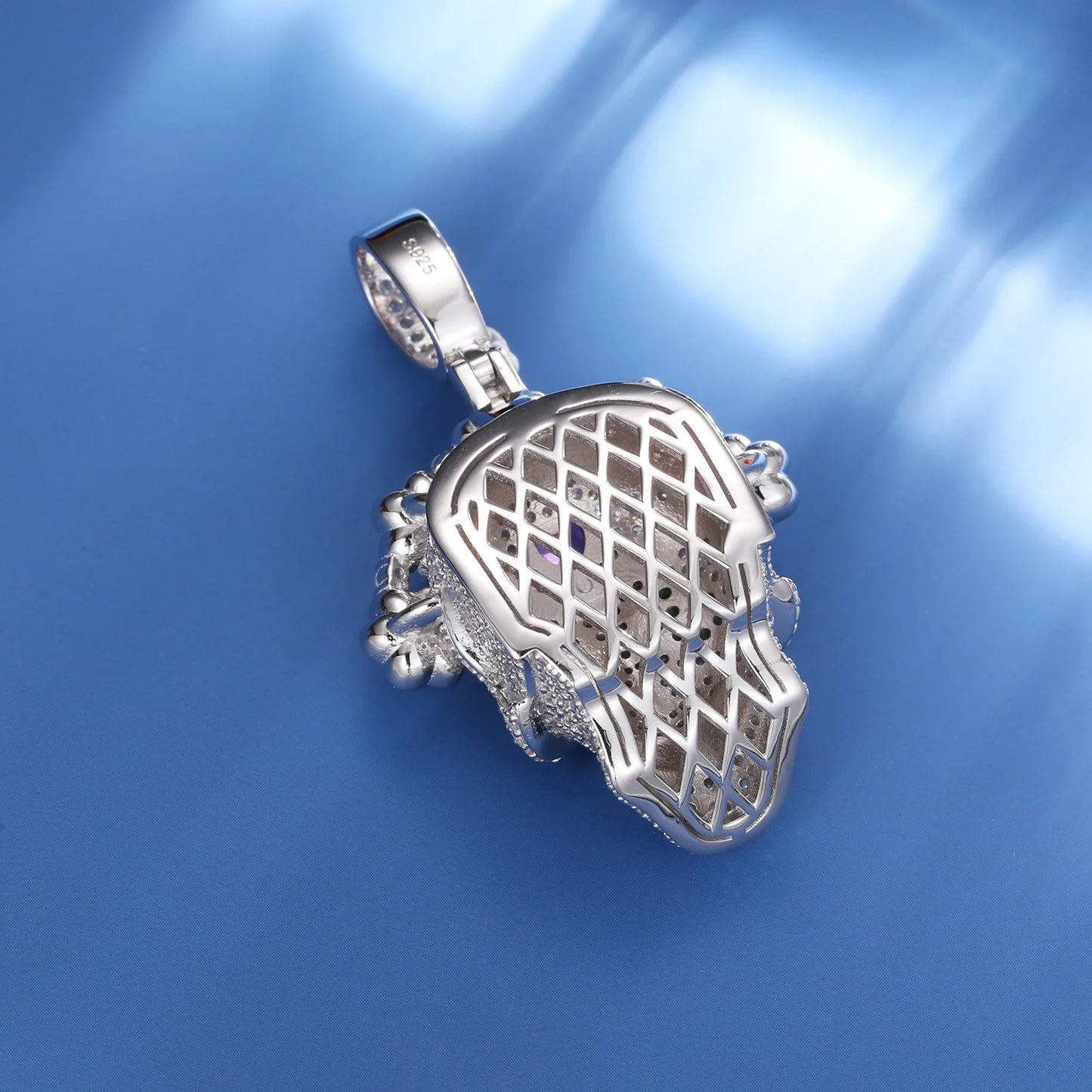 S925 Moissanite Flower Skull Pendant
