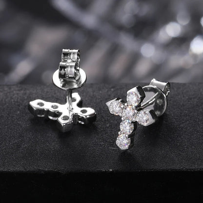 S925 Moissanite Diamond Cross Earrings