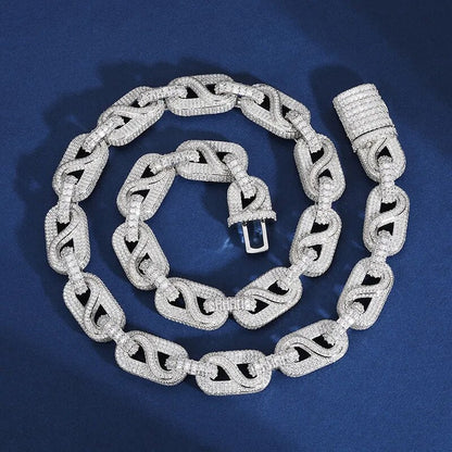 14mm S925 Moissanite Infinity Mariner Link Chain