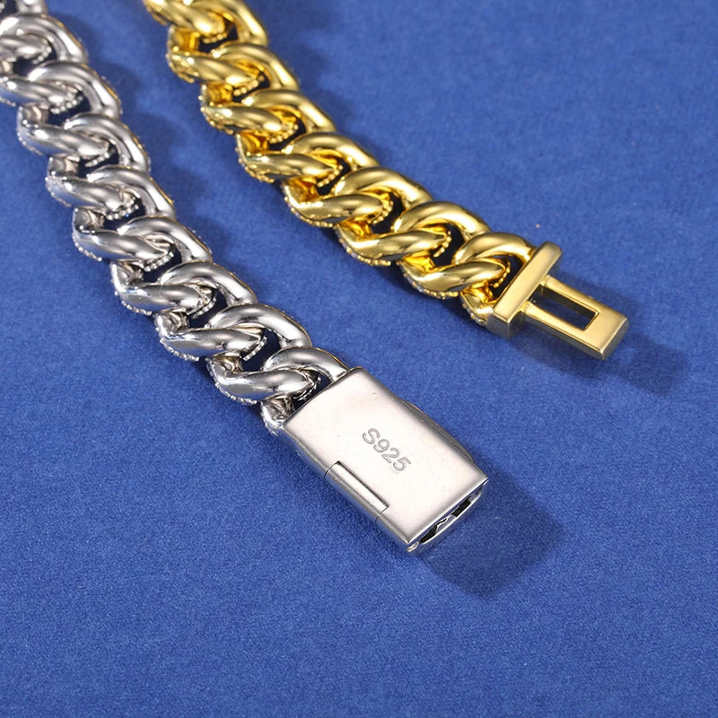 S925 Moissanite Skull Cuban Prong Link Bracelet