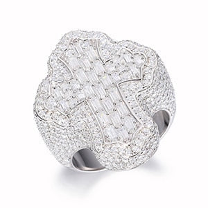 S925 Moissanite Baguette Cross Ring