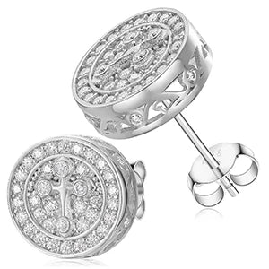 S925 Moissanite Cross Round Cut Earrings