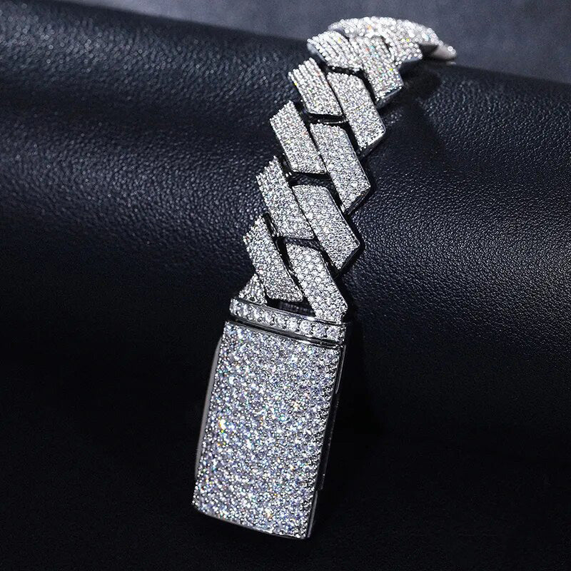 20mm S925 Moissanite Prong Cuban Bracelet