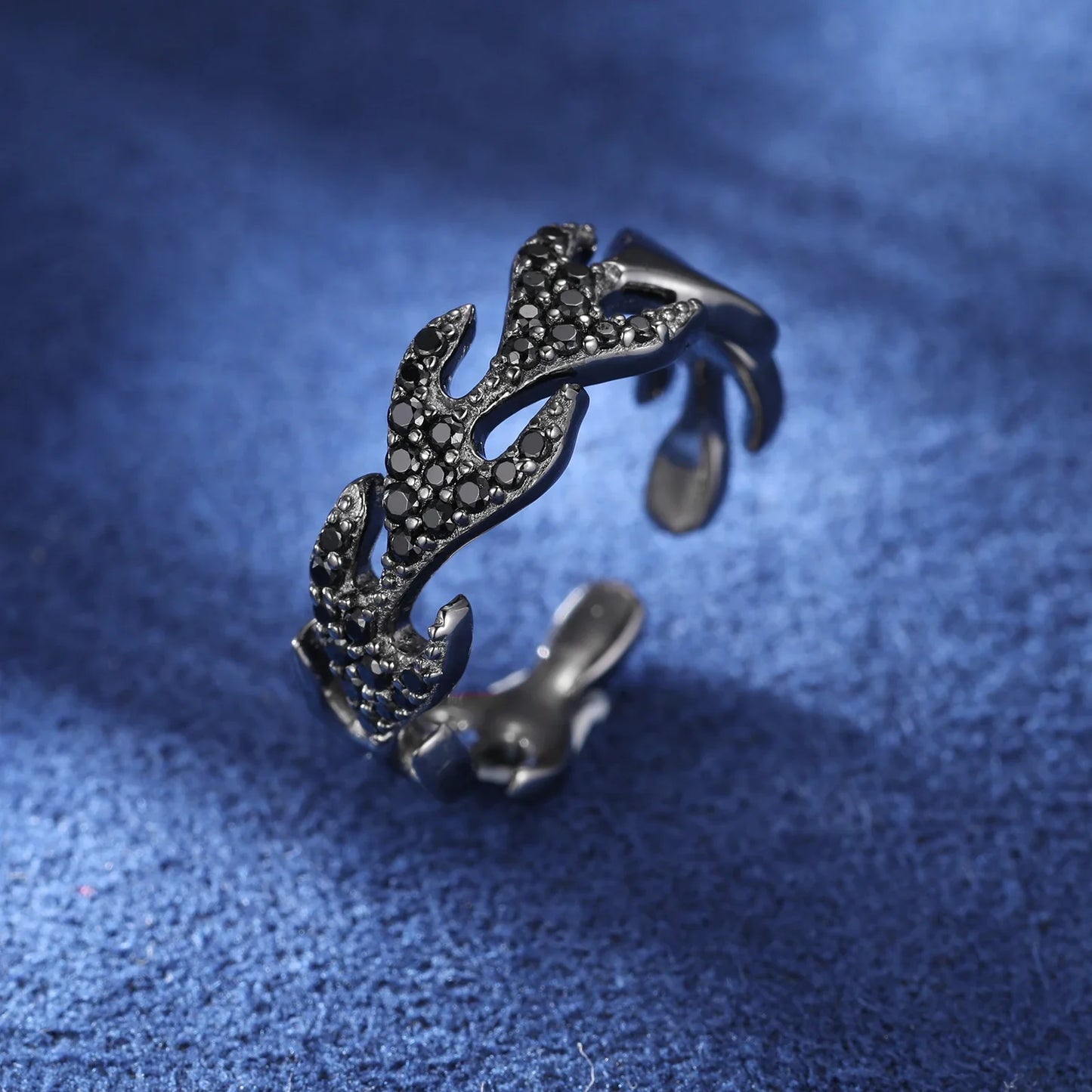 S925 Black Moissanite Flame Ring
