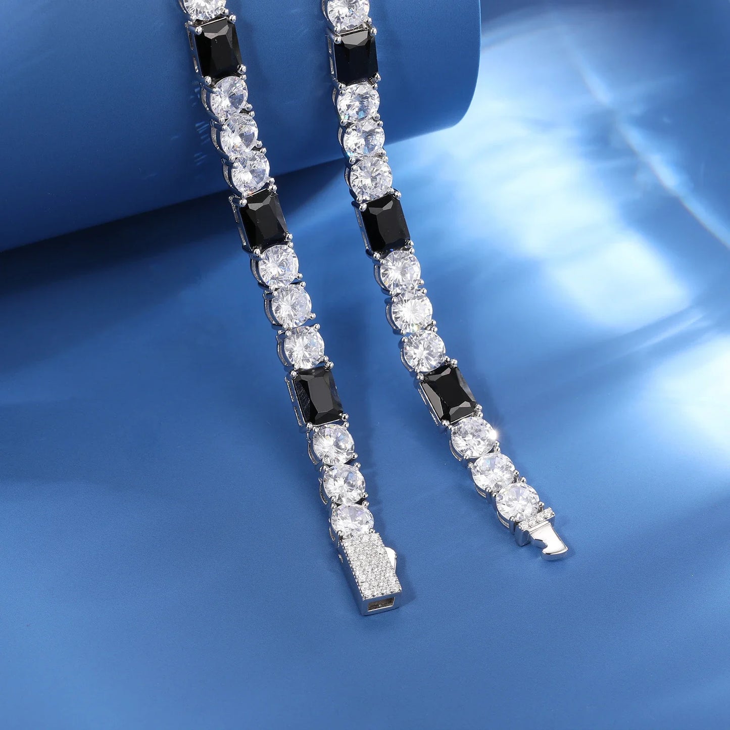 6mm S925 Moissanite Black Diamond Stationed Tennis Chain