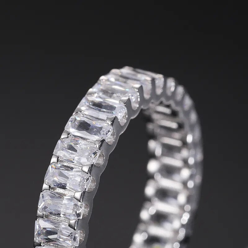 S925 Baguette Moissanite Eternity Band Ring