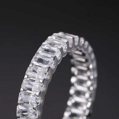 S925 Baguette Moissanite Eternity Band Ring