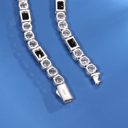 6mm S925 Moissanite Black Diamond Stationed Tennis Chain