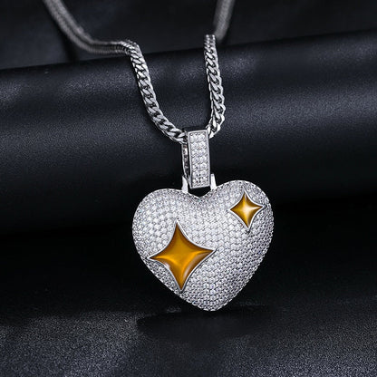 S925 Moissanite Bronze Diamond Heart Pendant